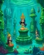 Placeholder: A mermaid kingdom underwater with tikis