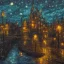 Placeholder: painting of a city in a fantasy starry night photorealistic