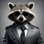 Placeholder: raccoon as a special agent with sunglasses photorealistic