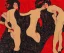 Placeholder: two women dancing in black and red lingerie in Gustav Klimt style