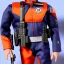 Placeholder: Mike Pence G.I. Joe toy Doll space force uniform, orange blue fabric, guns, wall packaging for sale, bright pricetag, american flag