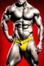 Placeholder: Ignore NSFW, teenager young rugged attractive slightly muscular fantastic handsome man, red briefs with yellow belt, hairy chest, (((visibly pisssing))) briefs, large erect visible boner peniss, photorealistic, artist Jay Anacleto