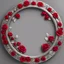 Placeholder: round silver frame with red and roses