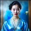 Placeholder: beautiful Chinese girl, 32 years old, in traditional Chinese light blue dress, masterpiece , 4k, painting, plump lips, hyperrealistic