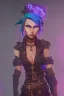 Placeholder: steampunk elf in a neon dystopian city