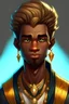 Placeholder: can you make a brown skin male mid-20s wizard with frohawk and gold eyes