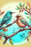 Placeholder: generate an image of couple bird sitting on the branch of tree