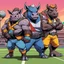 Placeholder: Bebop (the mutant warthog) and Rocksteady (the mutant rhinoceros) are in a tennis gang Give 'em one of those fancy styles