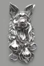 Placeholder: Silver Brooch in the shape of a dog Deberman white background