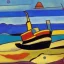 Placeholder: old tugboat on beach by kandinsky