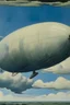 Placeholder: A white airship with bombs in the cloudy sky painted by Alexej von Jawlensky