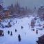 Placeholder: A snowy warlock Christmas festivities in town square with river canals