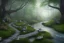 Placeholder:  winding stone path lit river