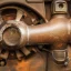 Placeholder: car engine, rusty, old, normal size, brown