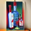 Placeholder: Putin with vodka bottle painting art deco