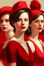 Placeholder: Women in red, realistic