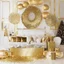 Placeholder: A picture of a living room with gold party decoration