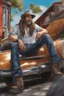 Placeholder: "hyper-kentucky hill billy trash style, ultra detailed photorealistic A longhair middle aged Big feet Willy, final render"