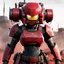 Placeholder: the Red Lectroid smiles, ready to fight, in dust, rust and blood, her body is covered with cartridge belts