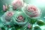 Placeholder: delicate, pink-mint lush bouquet of roses, complex, amazing, magical, delicate, mint color, sparkling dew drops, dawn, magically, in pastel transparent tones, hyperrealistic, lumen, shine, professional photo, 5d, 64k, high resolution, high detail, cgi, f/16.1/300s, highly detailed digital painting, bright and juicy, photorealistic painting, solar illumination in the background, aesthetically pleasing, beautiful