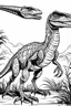 Placeholder: Velociraptor en dibujo blanco y negro para colorear