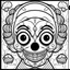 Placeholder: create a 2d black outline, " kawaii psycho clown coloring book for kids", coloring page, low details design, black contour, coloring page design, colorful , card style, coloring page for kids, halloween backgorund,sketch style,