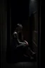Placeholder: a girl sitting in a dark corner