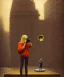 Placeholder: Statue of Queen of photography holding camera in hands. Cute blonde woman. Photographer in golden crown. Standing on the street. Big camera in her hand. hyperdetailed, photorealistic, trending on artstation, greg rutkowski, beksinski, kodachrome, volumetric lighting, gold and orange