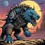 Placeholder: [illustration by Kevin Eastman and Peter Laird] a large omnivorous game furry animal with saber teeth that lives on a alien planet