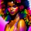 Placeholder: full body shot, masterpiece, best quality, woman, dark skinned, sparkling eyes, fluorescent skin, colorful makeup, afro, highly detailed body, sun light, 4K, RAW, depth of field, high contrast, realistic details, 24mm