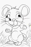 Placeholder: blank colouring book, white blank background, simple picture for toddlers, little mouse, disney and pixar style