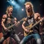 Placeholder: Beavis and Butthead as muscular heavy metal guitarists, wearing t-shirts, screaming on stage and playing guitar, professional concert photography, spotlight, intricately detailed, cinematic, cartoon, dynamic composition