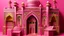 Placeholder: A rosy pink Arabian kingdom with a palace designed in Mehndi design painted by Stuart Davis