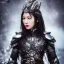 Placeholder: beautiful young asian queen with black leather studded armor, delicate black braided hair, glass eyes, highly detailed, 8k, ambient light, taylor swift