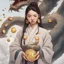 Placeholder: Bitcoin cryptocurrency in the hands of a traditional chinese girl, dragon