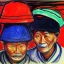 Placeholder: Portrait of OLd Chinese Fishermen on boat wearing bucket hat by edvard munch 8k