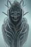 Placeholder: evil predator with crown, alien, brutal face, tron, head, bitcoin eyes, 8k, finely detailed, dark light, photo realistic, hr giger, cyberpunk