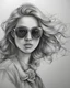 Placeholder: draw a portrait of a girl with sunglasses. with pencil