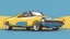 Placeholder: hand drawing car side view in yellow and blue background