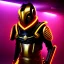 Placeholder: cyber bee, sci-fi, rounded face, blood, black, gold, brown, samurai helmet, decorative color feathers, retro, simetric, circuits, neon style, a lot of led lights, fog, rain, leather, vibrant color, highly detailed, art stations, concept art, smooth, unreal engine 5, god rays, ray tracing, RTX, lumen lighting, ultra detail, volumetric lighting, 3d, finely drawn, high definition, high resolution.