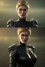 Placeholder: Cersei Lannister as evil queen in black leather, busty, cleavage, curvy, lena headay, angry, stern look. character design by cory loftis, fenghua zhong, ryohei hase, ismail inceoglu and ruan jia. unreal engine 5, artistic lighting, highly detailed, photorealistic, fantasy