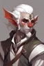 Placeholder: lowborn rogue male burnt tiefling white hair dnd