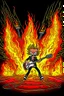 Placeholder: Firestarter animateur radio metal. Cartoon. Flames all around.