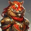 Placeholder: a cartoon tiger with a red vest and gold armor, a character portrait by Yun-Fei Ji, Artstation, furry art, official art, furaffinity, ultra detailed