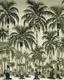 Placeholder: A light gray oasis with tall palm trees designed in Bayeux tapestry painted by Andy Warhol