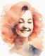 Placeholder: grown-up woman smiling silhouette and hair light peach colors watercolor draw