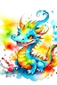 Placeholder: Cute Chinese dragon drawing, brush strokes,humorous manga style,Colorful,watercolor