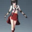 Placeholder: Ryuko Matoi,black skirt,black crop top,suspenders,red tie,red ahoge