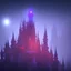 Placeholder: MAGIC CASTLE, ALIEN, FOGGY NIGHT, GLOWING, PURPLE, TOWERS, 4K, 8K, CINEMATIC