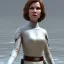 Placeholder: Actress , mix of sci-fi and greek style , carrie fisher with short hair